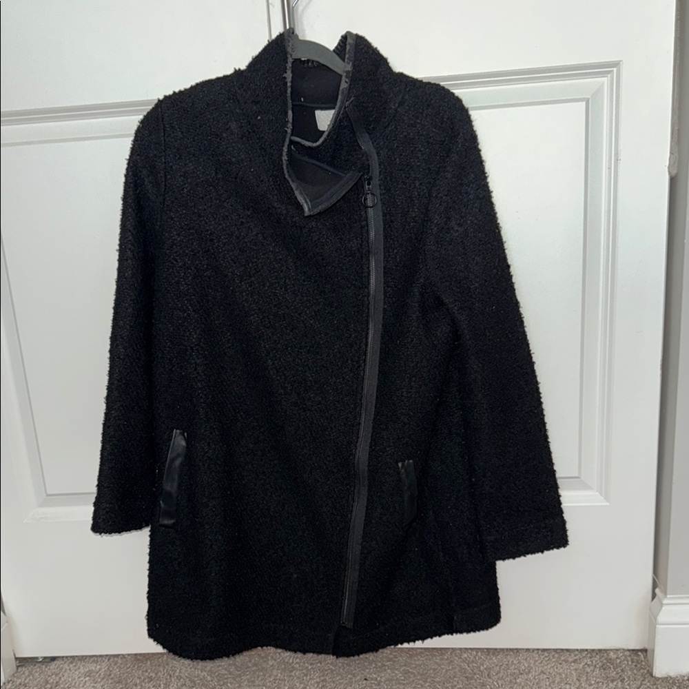 14th & Union Black Teddy Jacket with Asymmetrical Zip